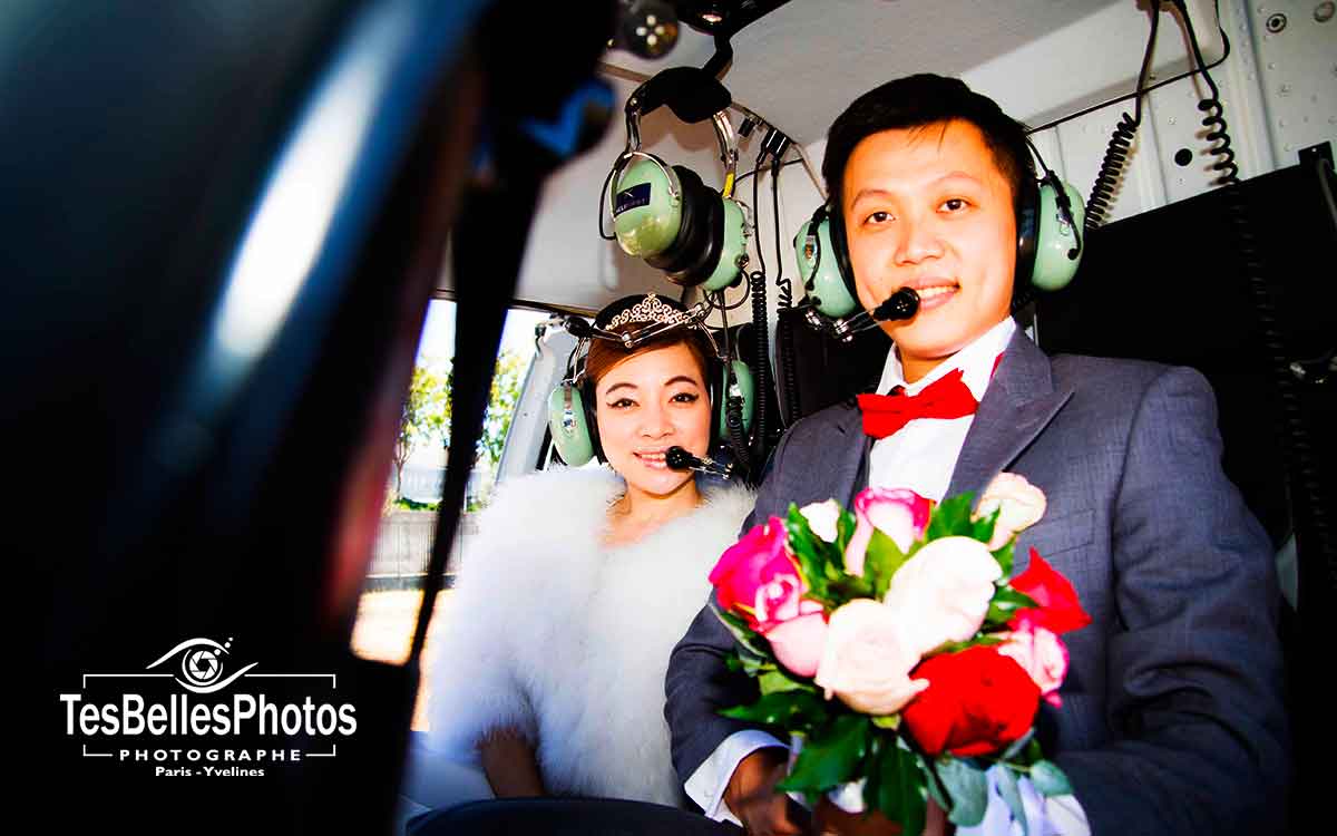 Séance photo couple en hélicoptère à Paris